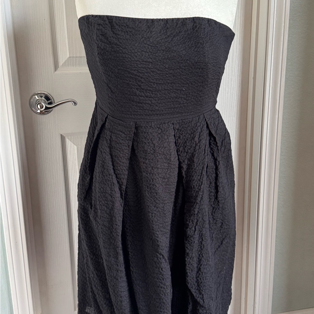 J. Crew Black Textured Strapless Dress